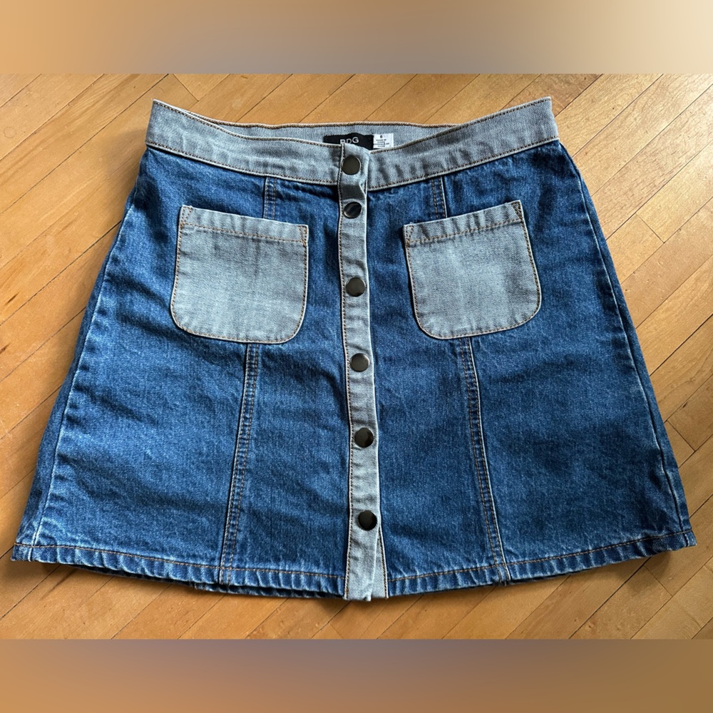 Urban Outfitters BDG Snap Front Two-Tone Denim Skirt